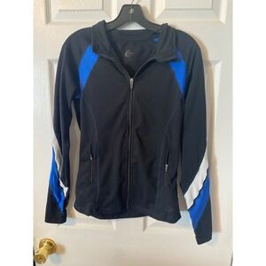 Chasse Performance Womens Small Track Jacket Black Blue White Full Zip Warmup